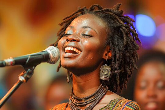Euphoric Melody: African Singer Performing with Passion