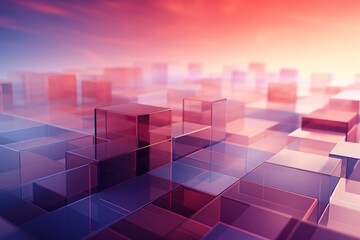 Obraz premium abstract geometric background with 3D squares in purple tones. Futuristic modern wallpaper of the future.