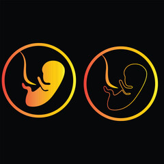 embryo child icon in line style. Human baby in the womb. Vector illustration