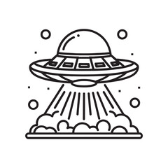 UFO space ship outline Vector on white background, perfect for template design and more.