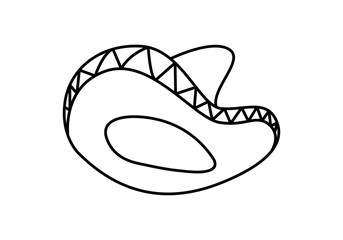 Icono de sombrero mejicano en fondo blanco. 
