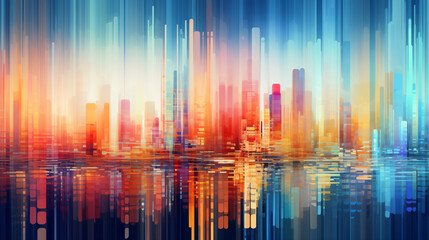 Fototapeta na wymiar Abstract colorful skyline wallpaper. Glitch art