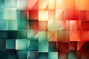 Obraz premium abstract background of squares in red and green tones, 3d background for various uses with green and red squares.