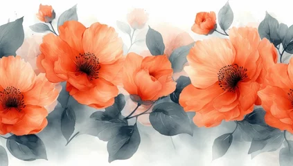 Foto op Plexiglas Watercolor poppy flowers background © paul