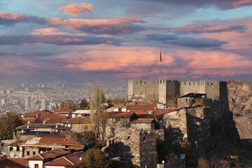 historical ankara castle and shanty houses. Ankara,Turkey