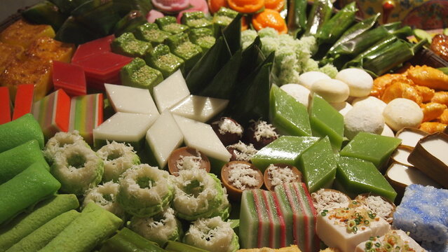Colorful display of desserts in Malaysia