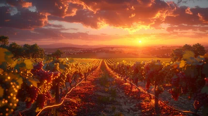 Muurstickers A Beautiful Sunset over a Barossa Vineyard. © Matthew