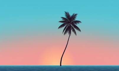 Fototapeta premium A single palm tree stands against a minimalist background