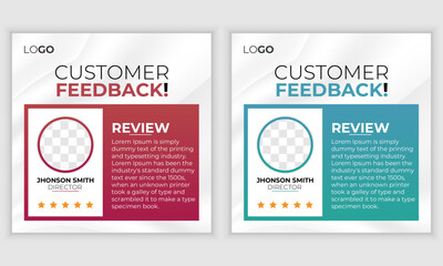 Obraz premium Client testimonials or customer feedback social media post web banner design