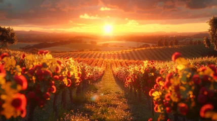 Poster Im Rahmen A Beautiful Sunset over a Barossa Vineyard. © Matthew
