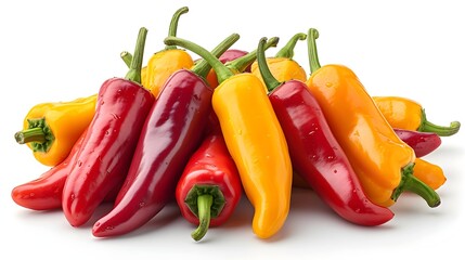 Red and yellow peppers on white Background
