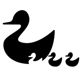 mother duck with her ducklings motherhood vector icon