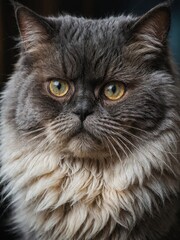 Portrait of a Persian cat, close-up of the beautiful pet on a neutral blurred background