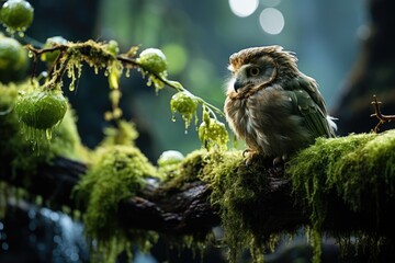 Majestic owl protecting its natural habitat., generative IA - obrazy, fototapety, plakaty