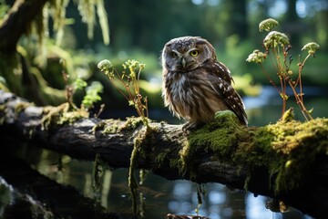 Majestic owl protecting its natural habitat., generative IA