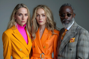 Diverse Group of Stylish People in Bold Fashion