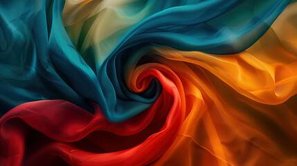 Obraz premium Luxurious Silk Fabric Swirl in Vibrant Colors, created with Generative AI technology