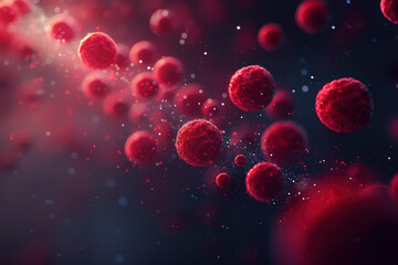 Fototapeta premium Virus Particles in Vivid Detail, a Microscopic Perspective, created with Generative AI technology
