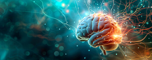 Fototapeta premium glowing brain with neural connections