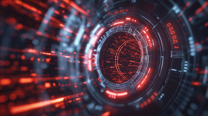 Neon Data Tunnel in a Futuristic Cybersecurity Concept