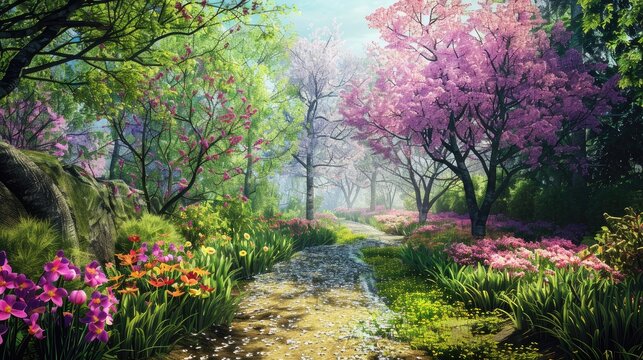 essence of wonderful springtime with images of vibrant blossoms, blooming gardens, and colorful outdoor scenes.