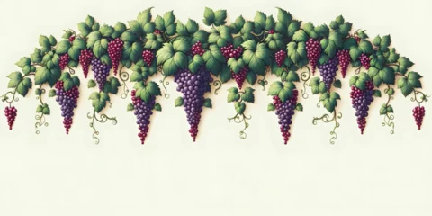 Fotobehang Vigne avec grappes de raisin qui retombent en cascade  © Christophe