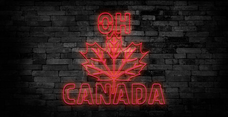 Vector set of realistic isolated neon sign of Canada Day logo for template decoration and layout...