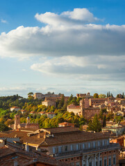 Perugia medieval historic center old skyline at sunset - 750856166