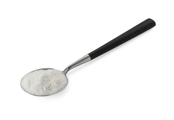 Baking powder in spoon isolated on white