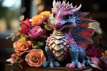 Colorful dragon in Interactive Children's Book., generative IA