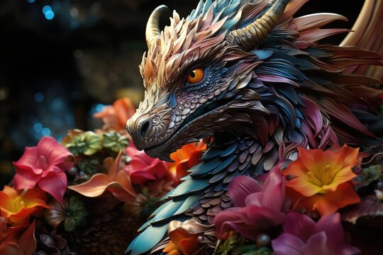 Colorful dragon in Interactive Children's Book., generative IA