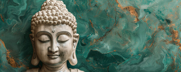 Buddha on the emerald background - obrazy, fototapety, plakaty