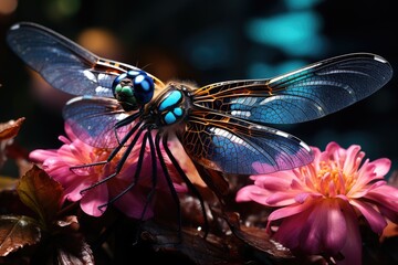 Dragonfly in artistic illustration, vibrant and detailed wings., generative IA