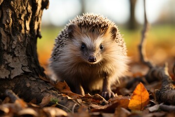 Cute hedgehog design with vivid pimples., generative IA - obrazy, fototapety, plakaty