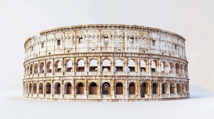a majestic Colosseum against a clean white background. Highlight the iconic beauty of Rome's ancient amphitheater, perfect for design projects