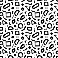 Hand drawn seamless texture with basic geometric shapes. Creative minimalist style art background with organic bold figures and lines.