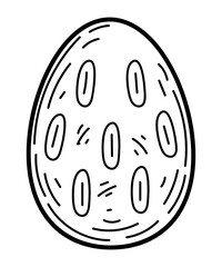 Coloring book Easter egg with pattern sketch. Holiday symbol. Hand drawn vector illustration.