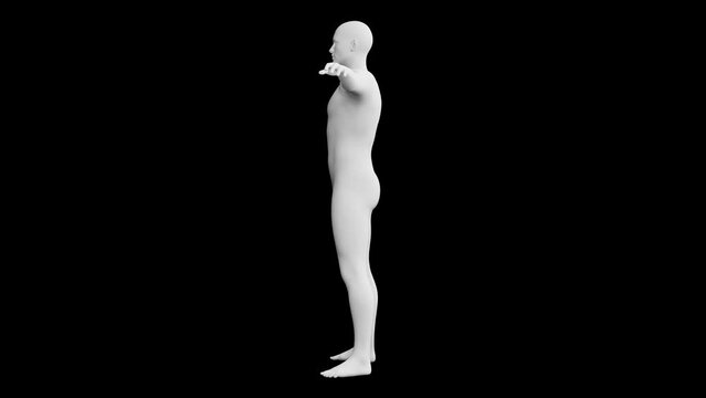Man Standing T-Pose. 3D Model. 360 Degrees rotation (turntable). Isolated