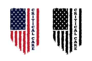 Schilderijen op glas Critical Care Typography Vector.Distressed American Flag Print For t Shirt,Poster,backround,Banner New Design.. © Graphic63