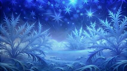 Fototapeta na wymiar Enchanted Winter Forest with Glowing Snowflakes