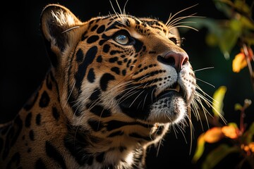 Speaker highlights jaguar in a conservation seminar., generative IA