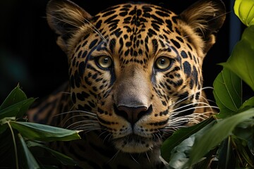 Speaker highlights jaguar in a conservation seminar., generative IA