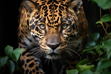 Fototapeta premium Jaguar in Zoo interacts with visitors., generative IA