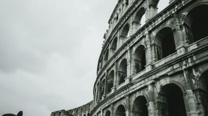 Obraz premium a majestic Colosseum against a clean white background. Highlight the iconic beauty of Rome's ancient amphitheater, perfect for design projects