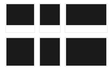 Fototapeta na wymiar Blank photo frame set with caption space, vector illustration of blank photo frame in black