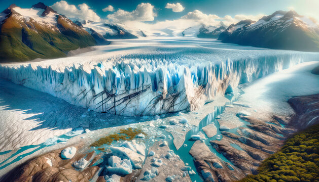 Symbolic image: View of a glacier landscape. The grandeur of the Antarctic glaciers is in danger.