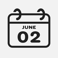Icon page calendar day - 2 June