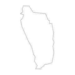 Dominica country simplified map. Black dotted outline contour. Simple vector icon.