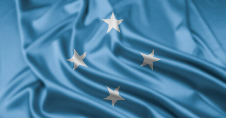 The Flag of Federated States of Micronesia  Rippled - obrazy, fototapety, plakaty