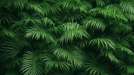 The fern leaves grow next to each other.